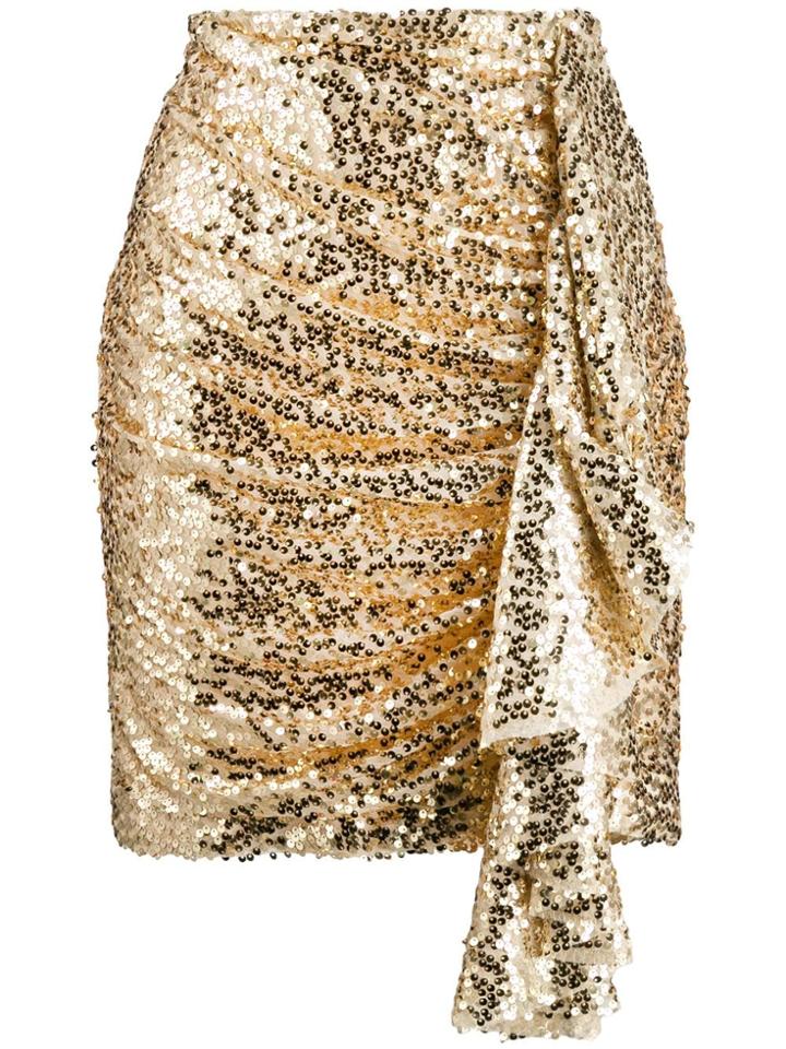 In The Mood For Love Ruched Sequin Skirt - Gold