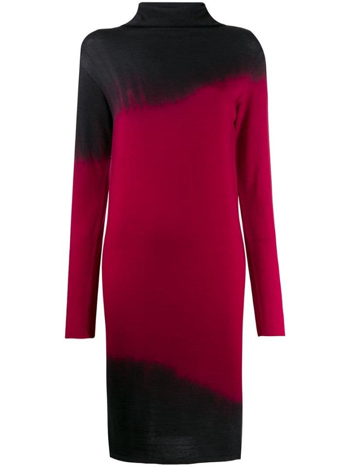 Pierantoniogaspari Tie-dye Turtleneck Dress - Black