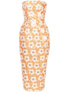 Bambah Daisy Print Pencil Dress - Yellow & Orange