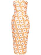 Bambah Daisy Print Pencil Dress - Yellow & Orange