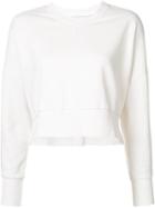 Daniel Patrick V-neck Cropped Sweatshirt, Women's, Size: Small, White, Cotton