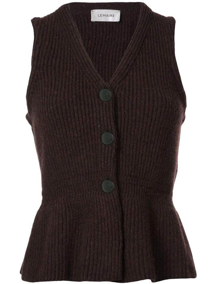 Lemaire Rib Knit Waistcoat - Brown