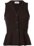 Lemaire Rib Knit Waistcoat - Brown