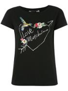 Love Moschino - Embroidered T-shirt - Women - Cotton/spandex/elastane - 44, Black, Cotton/spandex/elastane