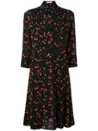 Chinti And Parker - Cherry Pleated Shirt Dress - Women - Silk/elastodiene - 14, Black, Silk/elastodiene