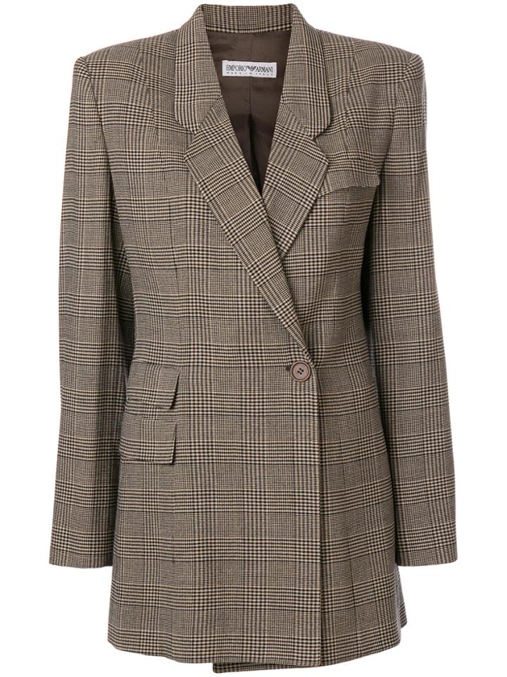 Giorgio Armani Vintage Prince Of Wales Checked Jacket - Black