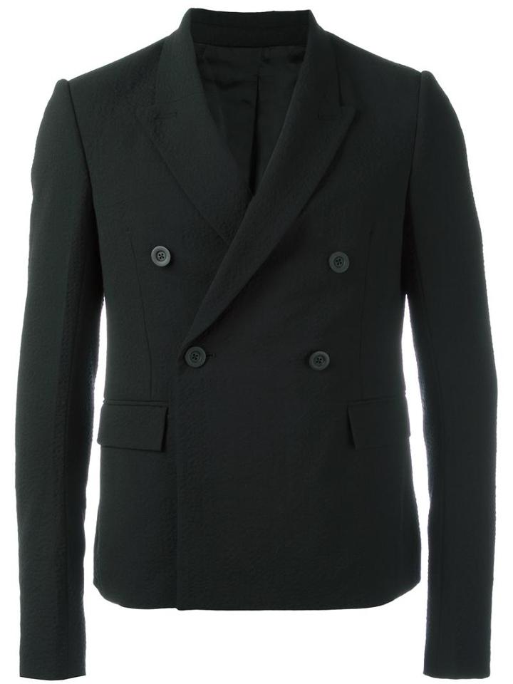 Rick Owens Double Breasted Blazer, Men's, Size: 48, Black, Cupro/cotton/polyester/wool
