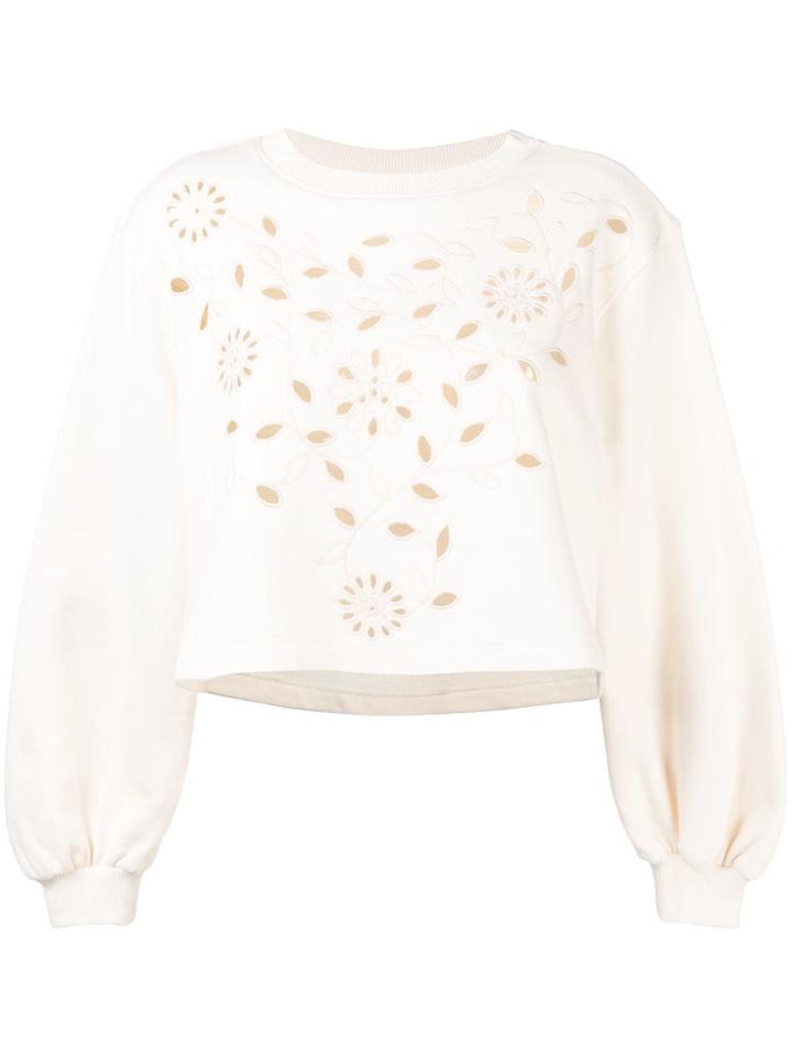 See By Chloé Laser Cut Floral Sweatshirt - Neutrals