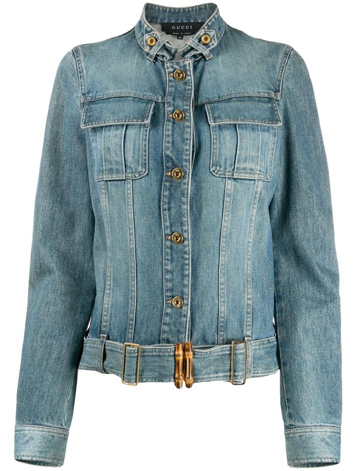 Gucci Pre-owned Cropped Denim Jacket - Blue