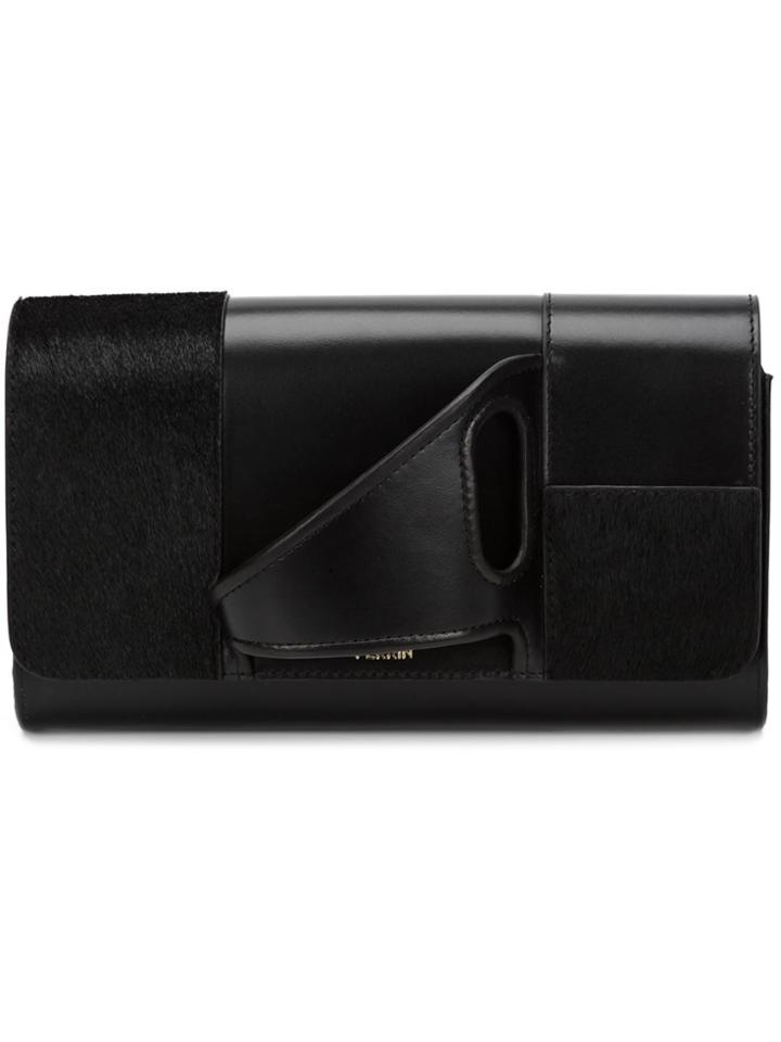 Perrin Paris Asymmetric 'glove' Clutch - Black