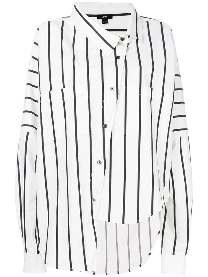 Ji Oh Asymmetric Button Shirt - White