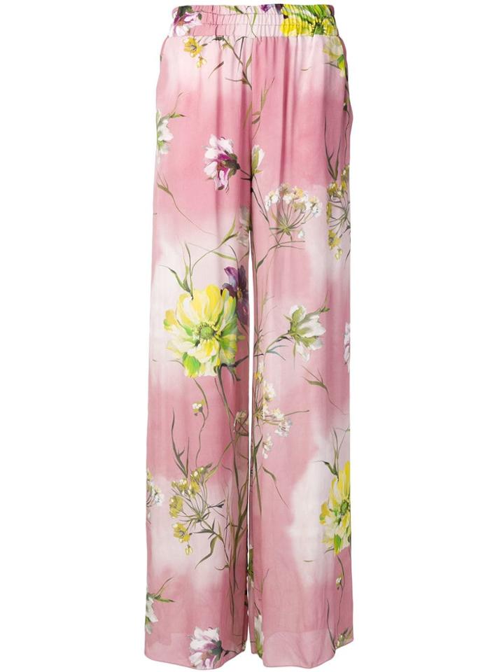 Blumarine Floral Print Palazzo Trousers - Pink
