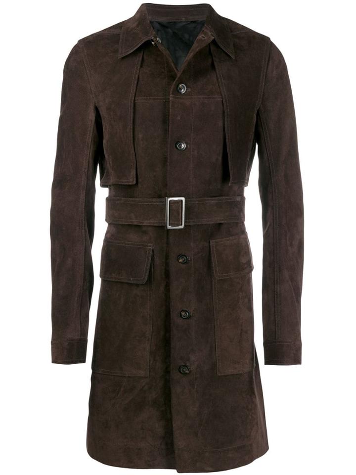 Rick Owens Belted Coat - Brown