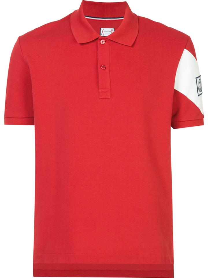 Moncler Gamme Bleu Constrast Stripe Polo Shirt - Red
