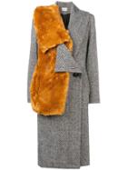 Au Jour Le Jour Faux Fur Detail Coat - Black