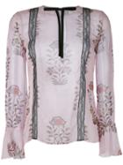 Giambattista Valli - Floral Print Semi-sheer Blouse - Women - Silk/polyamide/viscose - 42, Pink/purple, Silk/polyamide/viscose