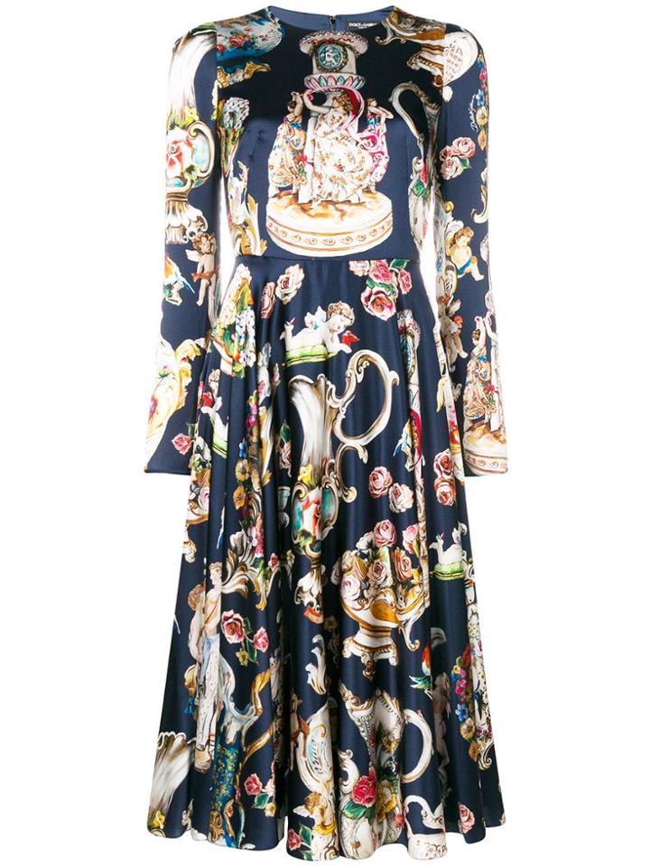 Dolce & Gabbana Printed Midi Dress - Blue