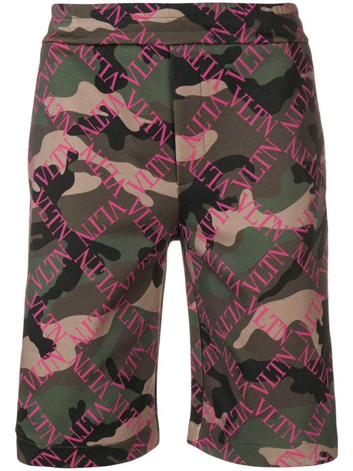 Valentino Vltn Grid Bermuda Shorts - Green