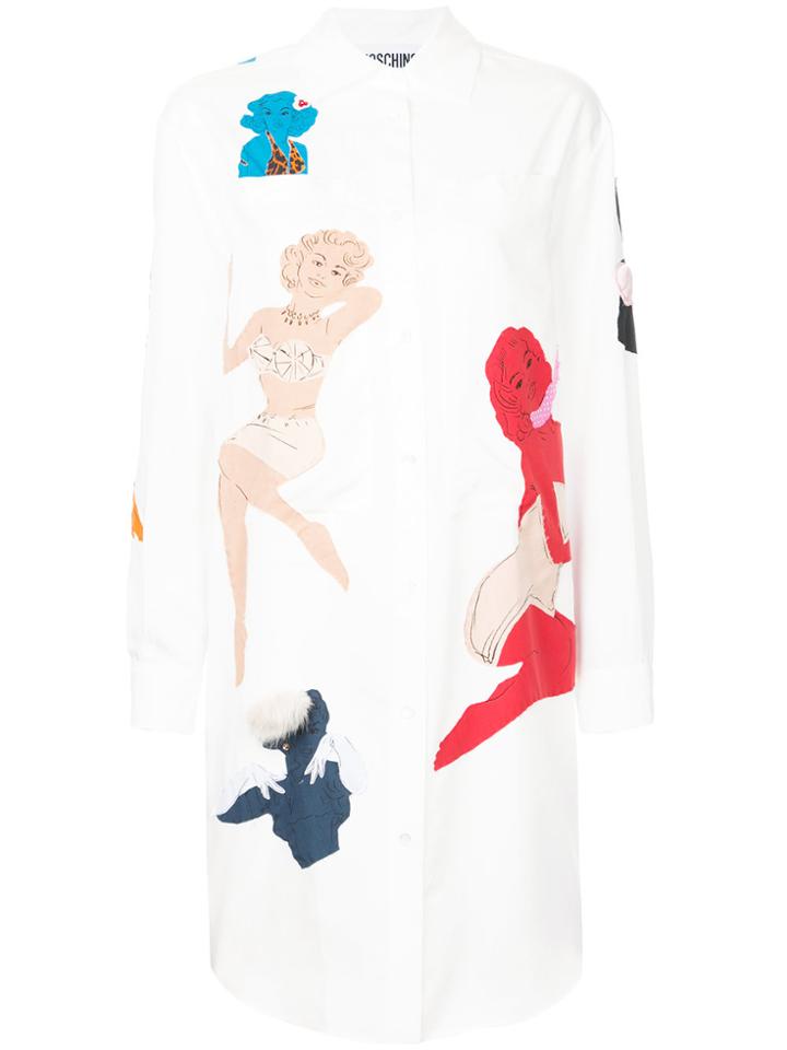 Moschino Pin Up Embellished Shirt Dress - White