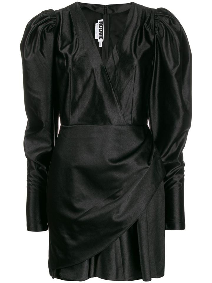 Rotate Short Juliet-sleeves Dress - Black