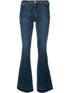 Frame Denim Stonewashed Flared Jeans, Women's, Size: 26, Blue, Cotton/polyester/spandex/elastane