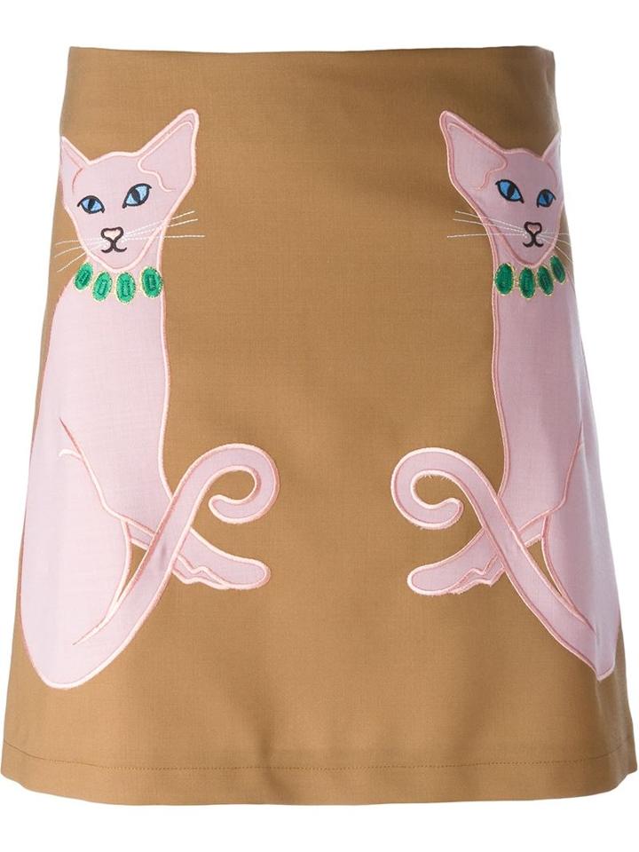 Vivetta Embroidered Cat A-line Skirt