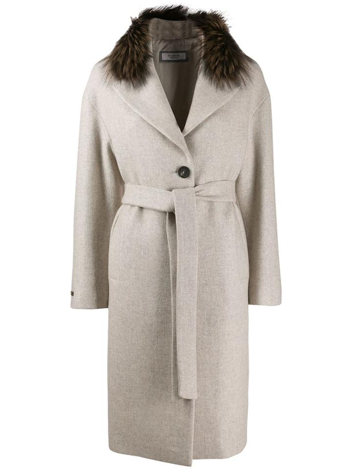Peserico Belted Single-breasted Coat - Neutrals