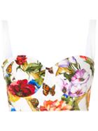 Dolce & Gabbana Printed Bustier Top - White