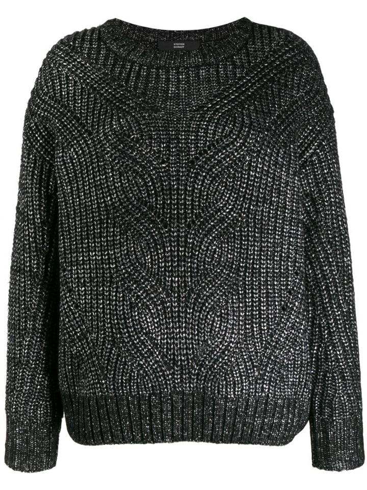 Steffen Schraut Metallic Ribbed-knit Jumper - Black