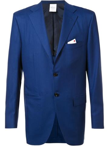 Kiton Notched Lapel Blazer, Men's, Size: 50, Blue, Cashmere