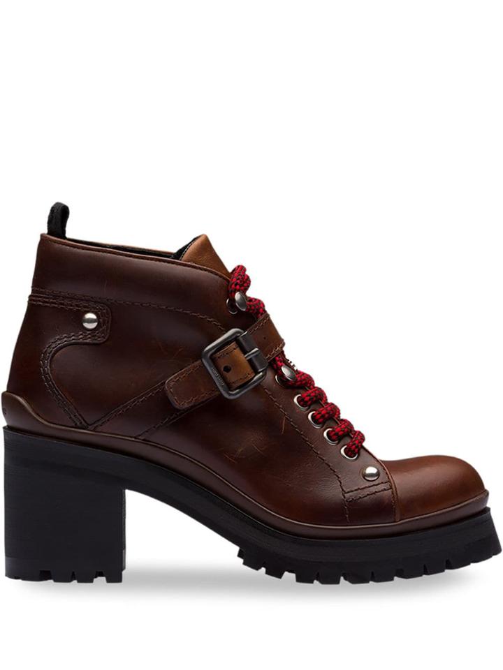 Miu Miu Platform Booties - Brown