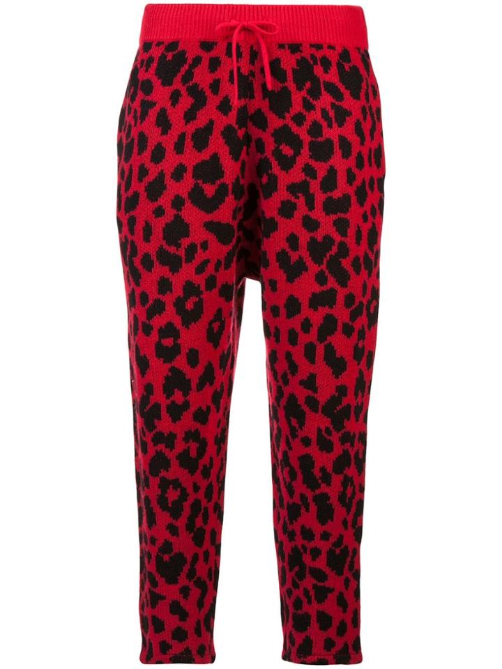 R13 Leopard Intarsia Knit Joggers - Red