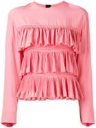 Marni Ruffled Long-sleeve Blouse - Pink & Purple