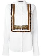 Etro Embellished Bib Shirt, Women's, Size: 44, White, Cotton/glass/silk