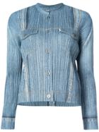 Pleats Please By Issey Miyake Micro Pleated Denim Jacket - Blue