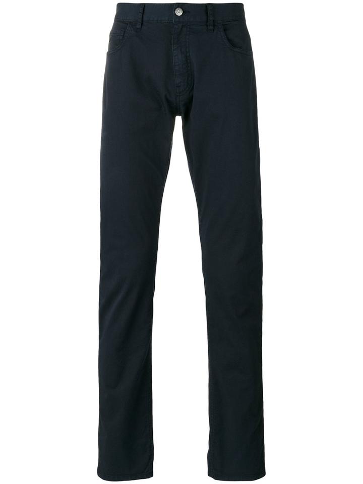 Z Zegna Tailored Trousers, Men's, Size: 35, Blue, Cotton/spandex/elastane