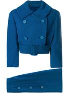 Christian Dior Vintage Belted Skirt Suit - Blue