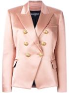 Balmain Double Breasted Blazer, Women's, Size: 42, Pink/purple, Cotton/acetate/viscose