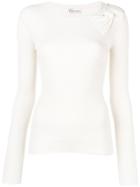 Red Valentino Bow Detail Ribbed Sweater - White