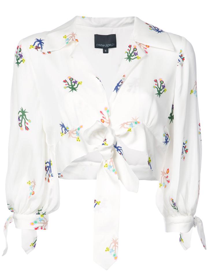Cynthia Rowley Tied Up Cropped Blouse - White