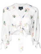 Cynthia Rowley Tied Up Cropped Blouse - White