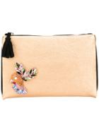 Lisa C Bijoux - Embellished Clutch - Women - Leather/metal/glass - One Size, Nude/neutrals, Leather/metal/glass