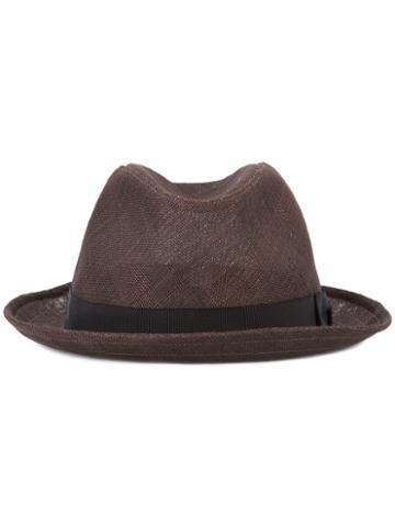 Junya Watanabe Comme Des Garçons Woven Trilby Hat, Men's, Brown, Abaca/nylon