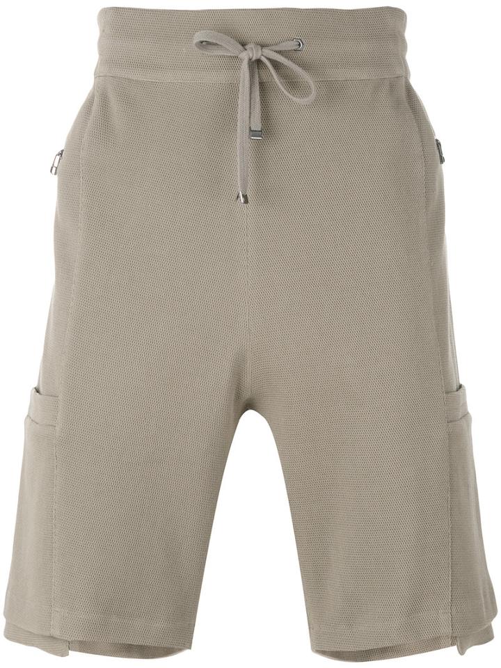 Helmut Lang - Drawstring Pocket Shorts - Men - Cotton/spandex/elastane/viscose - L, Nude/neutrals, Cotton/spandex/elastane/viscose