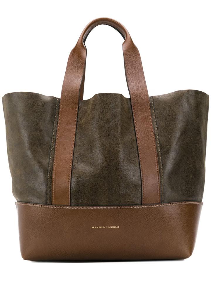 Brunello Cucinelli Two-tone Tote Bag - Brown