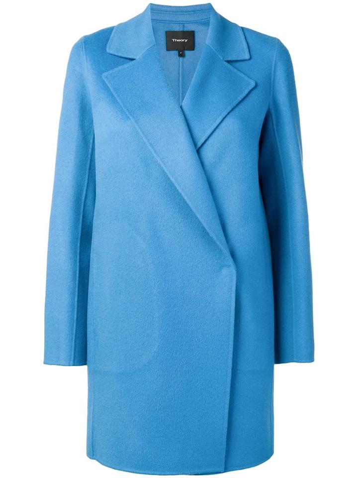 Theory Off-centre Coat - Blue
