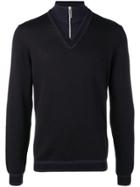 Dirk Bikkembergs Quarter Zip Chevron Sweater - Black