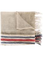Faliero Sarti Striped Frayed Scarf, Women's, Brown, Cotton