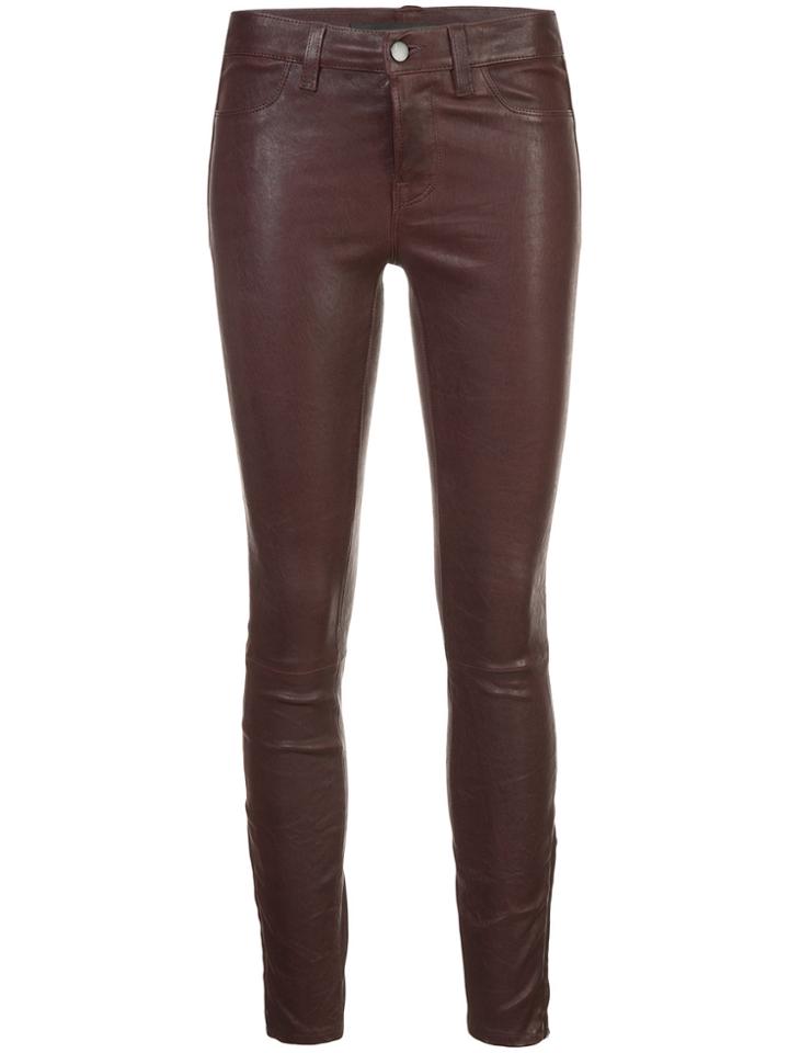 J Brand Skinny Leather Trousers - Red