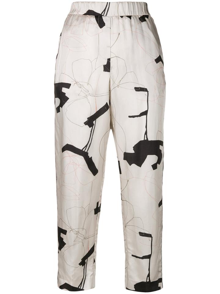Peserico Printed Elastic Waist Trousers - Nude & Neutrals